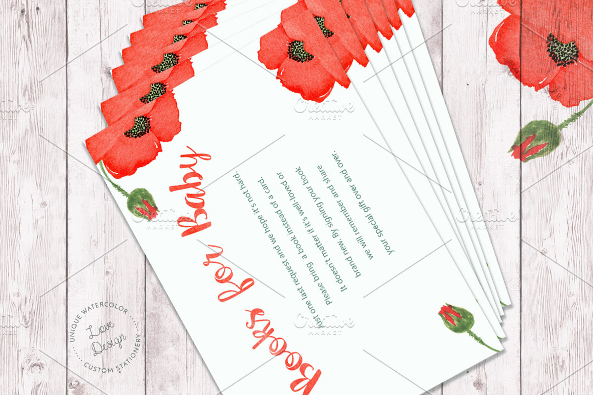 Watercolor Poppy Baby Shower Set, an Invitation Template by Love Design (Photo 5 of 5)