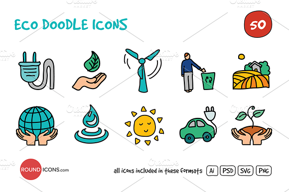 Eco Doodle Icons Set