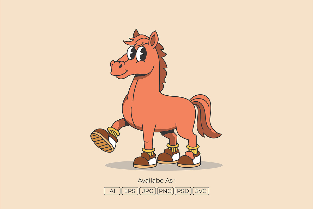 Cute Horse Cartoon Character, an Animal Illustration by Partikusi Design (Photo 2 of 3)