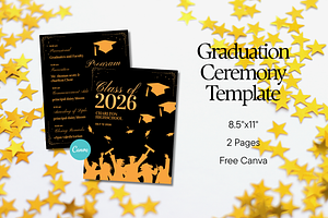 Graduation Ceremony Program Template, a Stationery Template by Anna Design Studio