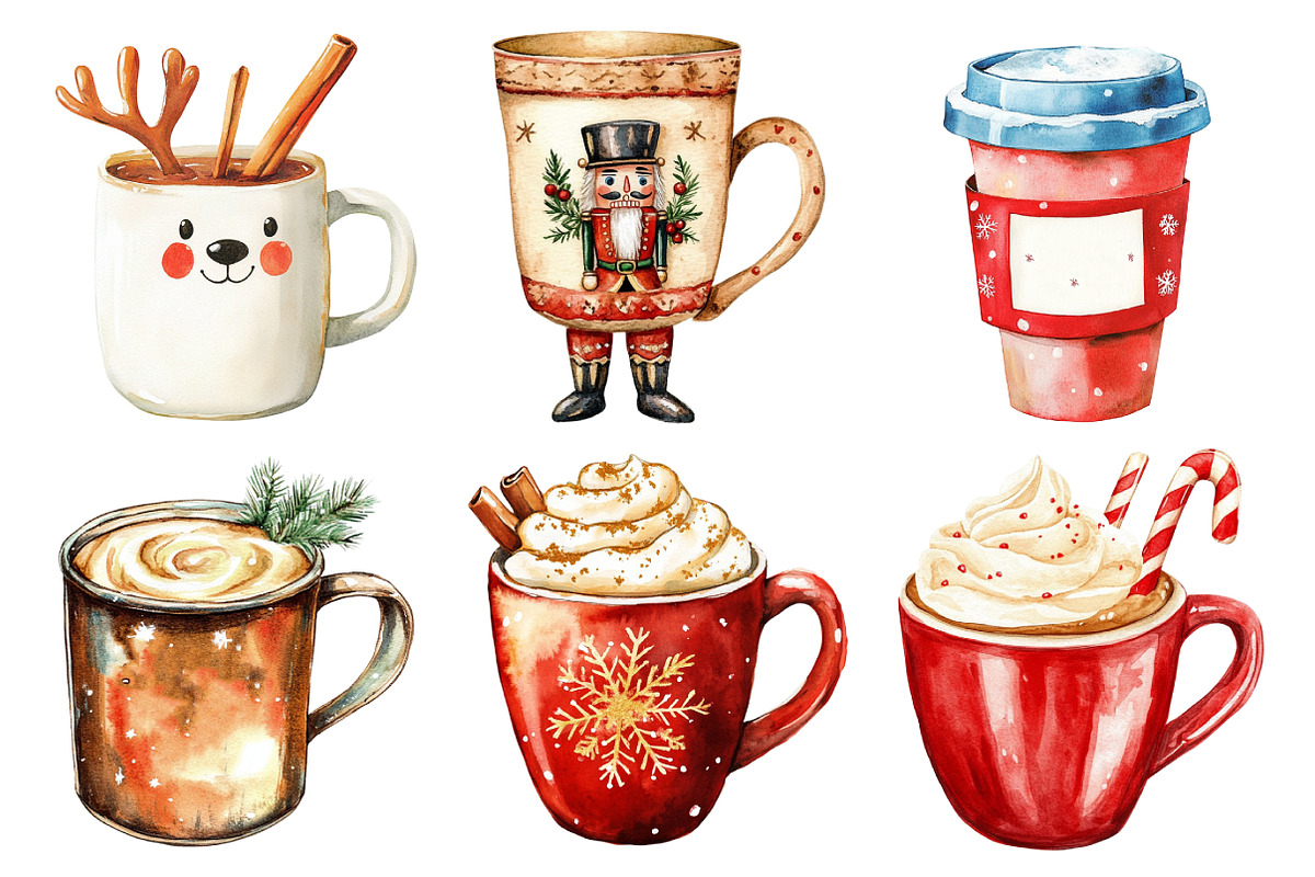 Christmas Coffee Cup Clipart, an Illustration by Daily.Designs (Photo 3 of 5)