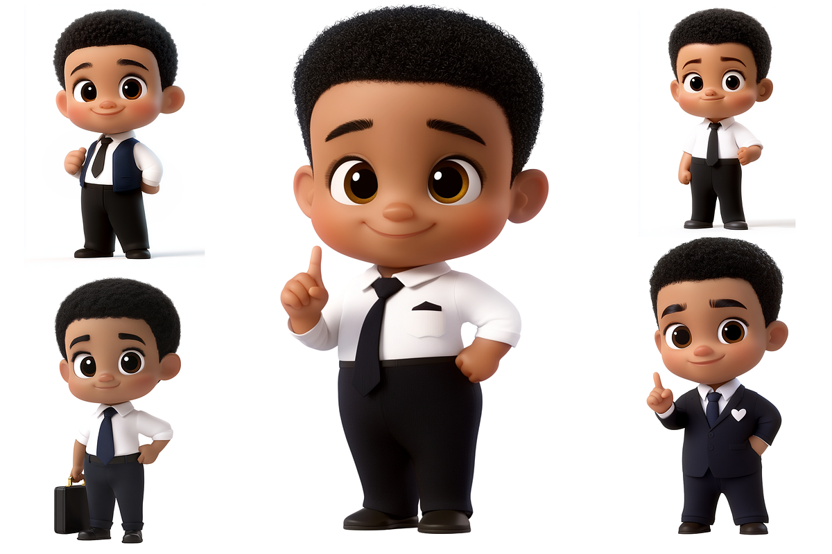 Little Boss Cute Boy Clipart SET, a Person Illustration by ninakosh (Photo 3 of 10)