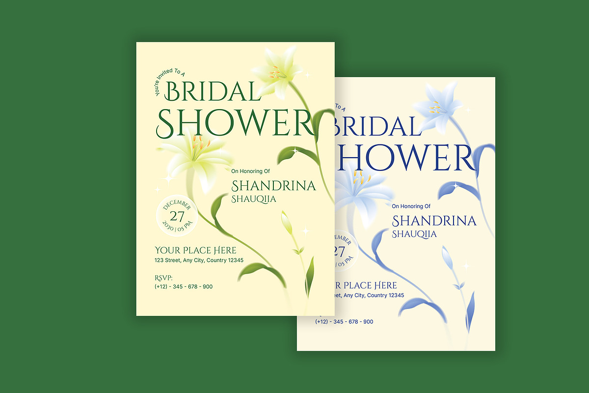 Floral Bridal Shower Invitation, a Card Template by Neermana (Photo 4 of 4)