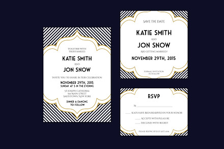 Art Deco Inspired Wedding Invitation