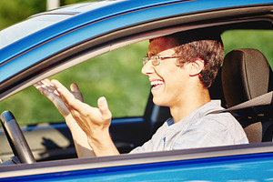 Annoyed guy in car