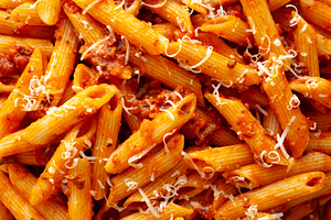Homemade Pasta Bolognese with Cheese, top view., a Food & Drink Photo by LiudmylaChuhunova