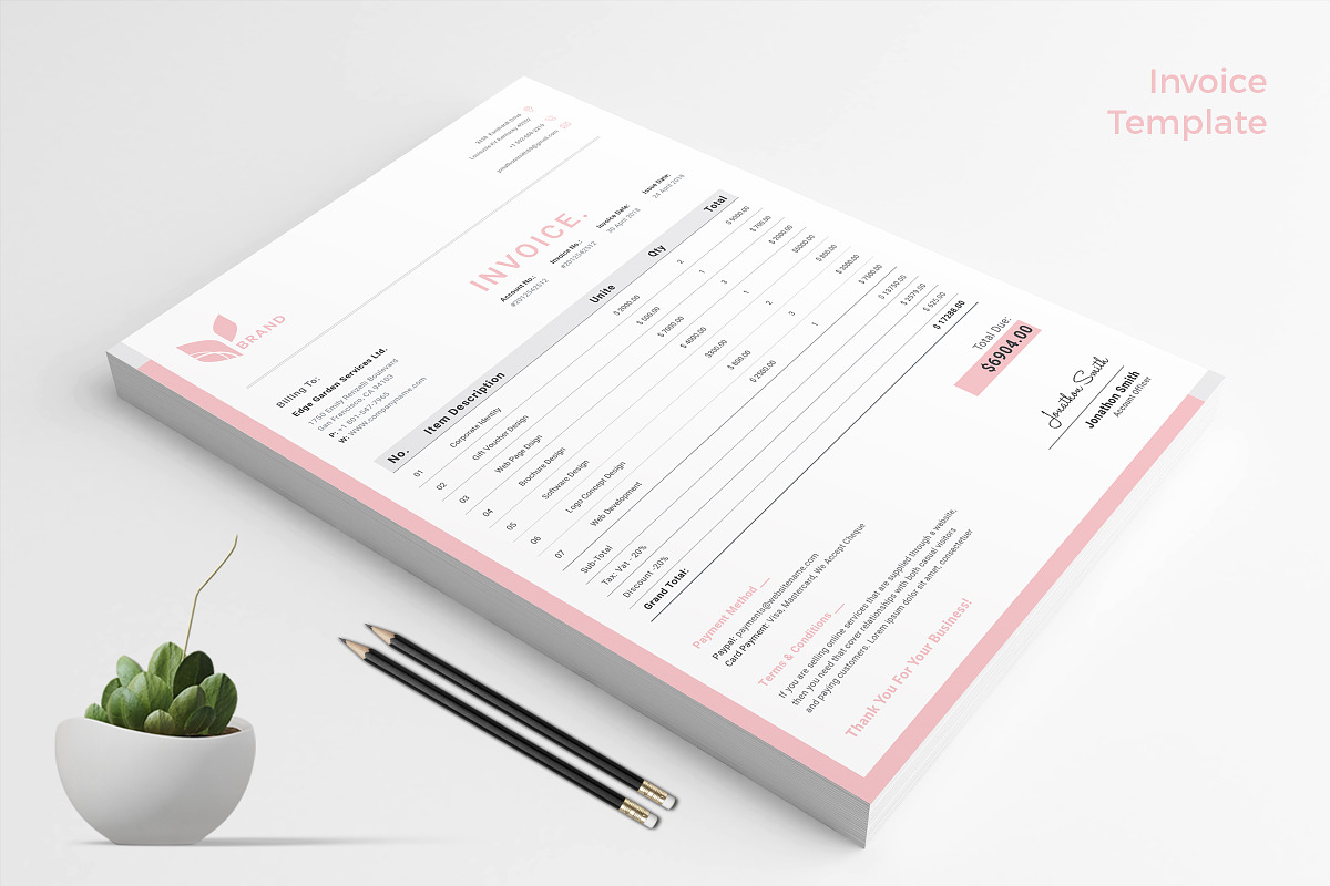 Invoice + Letterhead, a Stationery Template by CreativeZoom (Photo 3 of 4)