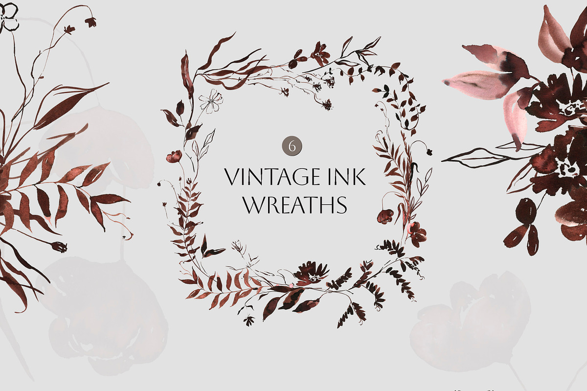 Vintage Ink- Flowers & Backgrounds, a Decorative Illustration by Les Frolova (Photo 8 of 15)