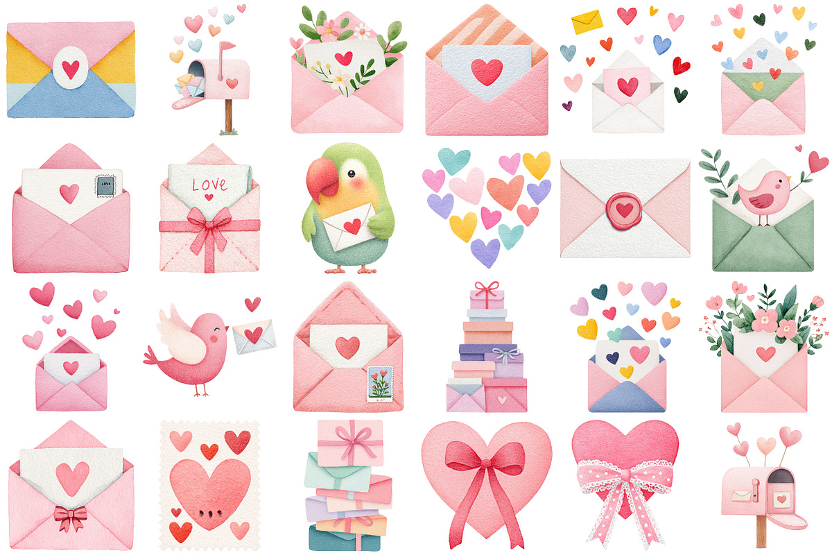 Valentine Mail Collection Clipart, an Illustration by Craft Nest (Photo 4 of 6)