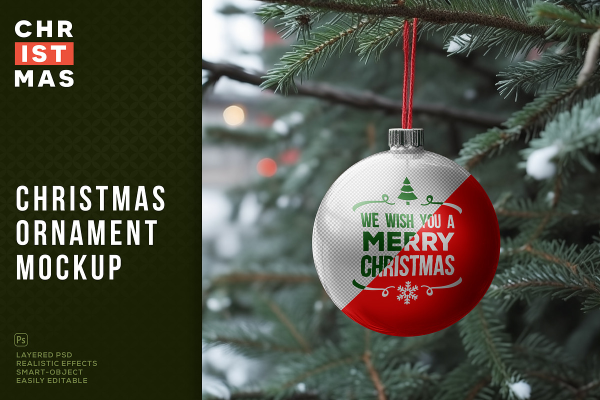 Christmas ball ornament mockup, an Advertising Mockup by Scredeck