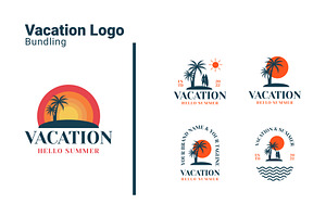 Summer Vacation Beach Logo Bundle, a Branding & Logo Template by Dyn Studio