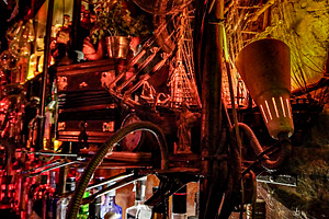 Colorful bar interior with neon lights and bottles, a Food & Drink Photo by DanFLCreativo