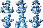 Christmas Blue Toile Snowman Clipart, an Illustration by Canvas Craft (Thumbnail 3 of 8)