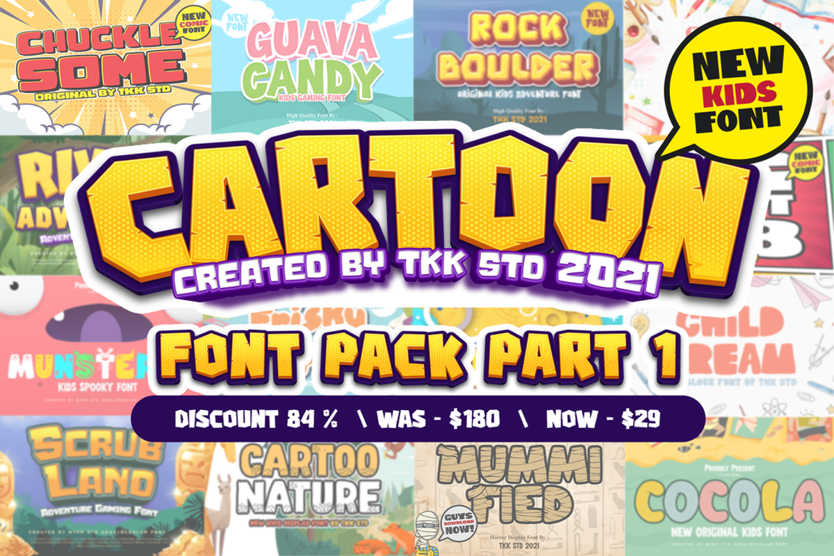 Cartoon Font Bundle V1 - SALE, a Sans Serif Font by tokokoo (Photo 1 of 16)