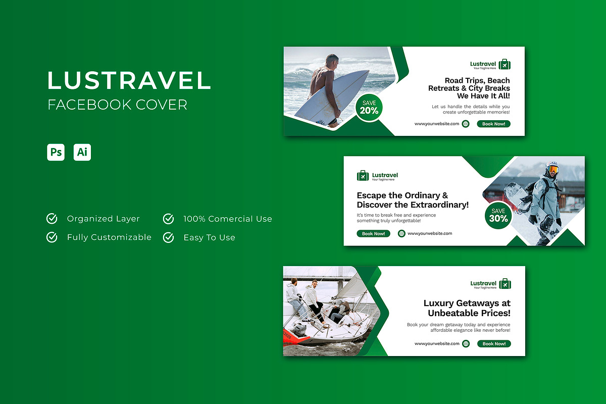 Lustravel - Facebook Cover, a Social Media Template by Esensifiksi.studio (Photo 1 of 3)