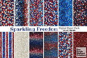 4th of July Glitter Red White Blue, a Pattern Graphic by Fine Purple Elephant (Thumbnail 1 of 5)