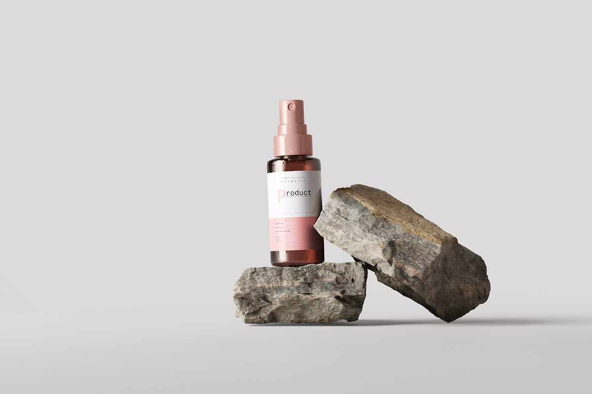 Amber Glass Spray Bottle Mockup, a Cups & Container Mockup by pmvch (Photo 3 of 6)