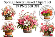 Spring Flower Basket Clipart Set, an Illustration by Design Market (Thumbnail 1 of 5)