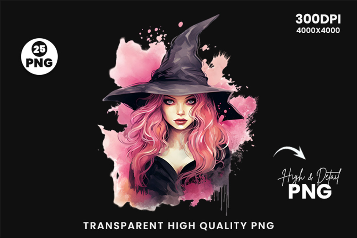 Watercolor Halloween Witch Clipart, a Seasonal Illustration by Creative Arslan (Photo 10 of 10)
