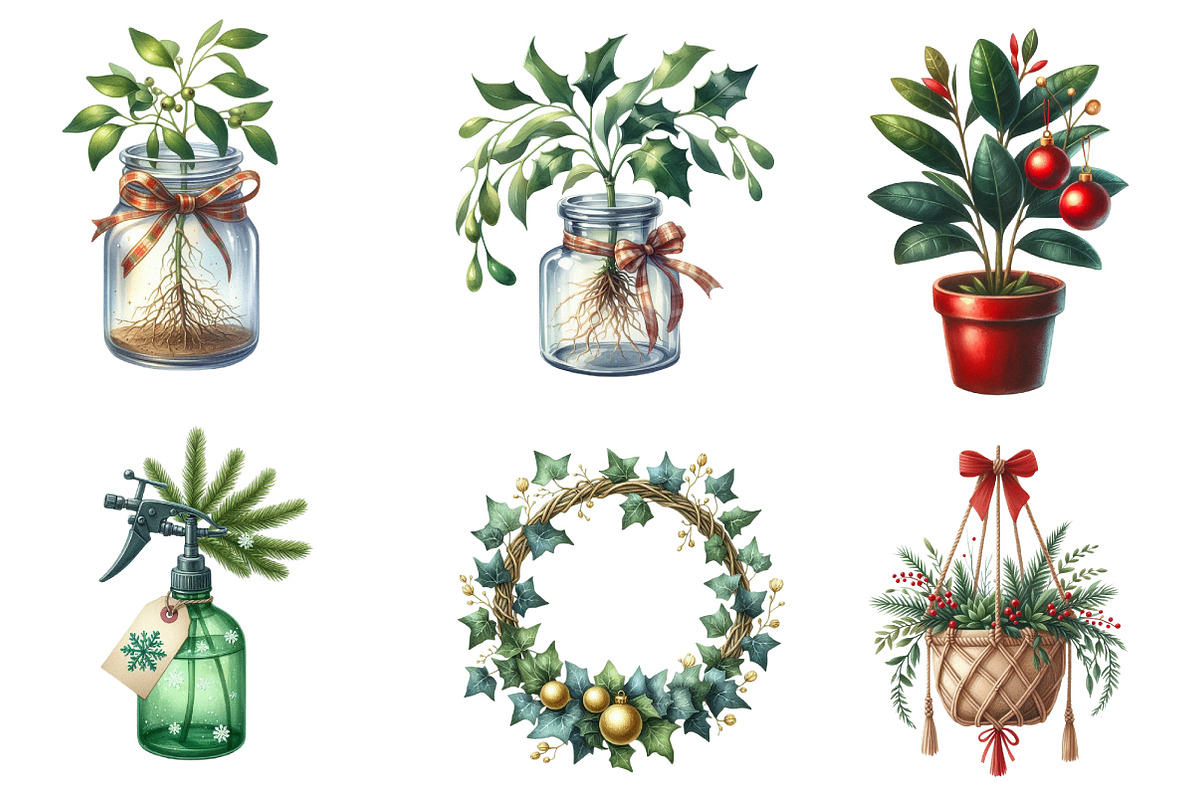Christmas Indoor Gardening Clipart, an Illustration by CreationArt (Photo 4 of 5)