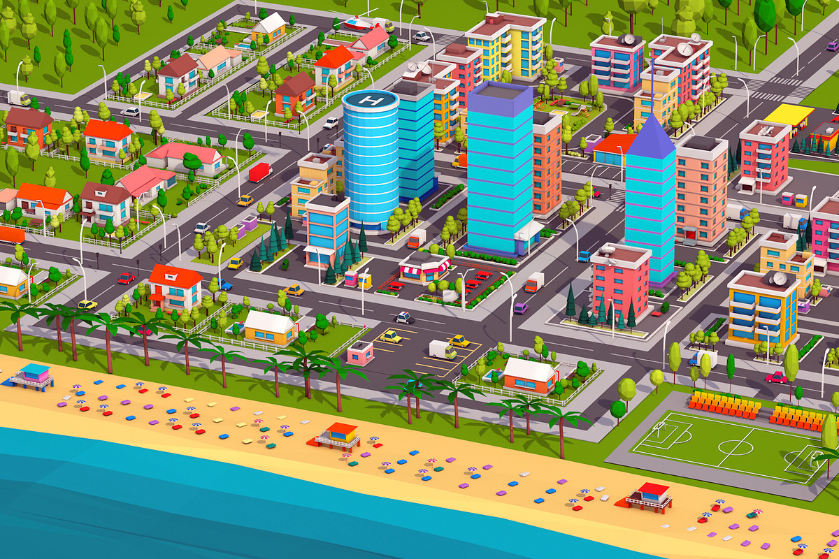 Polygonia Low Poly City Pack, an Environmental 3D Model by Anton Moek (Photo 2 of 9)