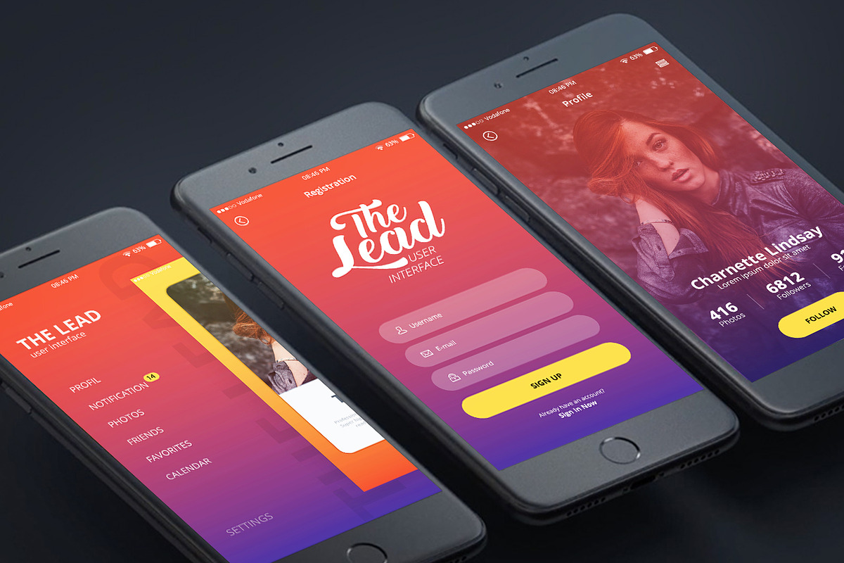 THE LEAD User Interface, an iPhone Mockup by Sladedesign (Photo 1 of 8)