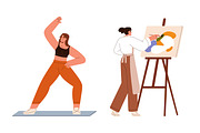 Girl's creative hobbies, leisure set, a Person Illustration by Good Studio (Thumbnail 2 of 5)