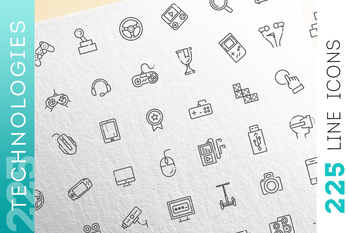 Technologies concepts, icons set, an Outline Icon by Tettygreen (Photo 1 of 10)