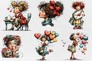 Quirky Valentine Day Woman Clipart, a Seasonal Illustration by Rose Art (Thumbnail 3 of 6)