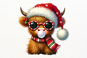 Christmas Highland Cow Clipart, an Animal Illustration by Nicolle's Colorful Art (Thumbnail 7 of 10)