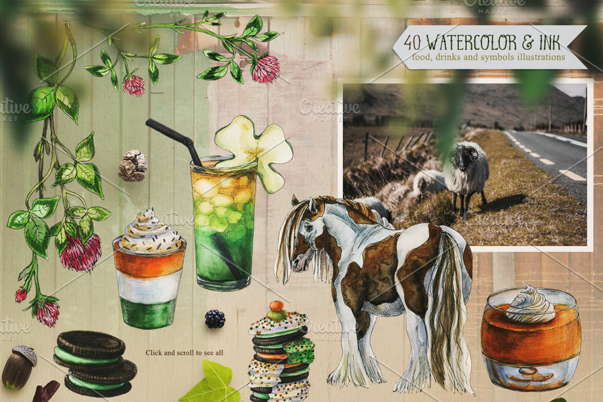 Irish Green Watercolor & Ink Set, a Food Illustration by Fluffy Unicorn (Photo 8 of 10)