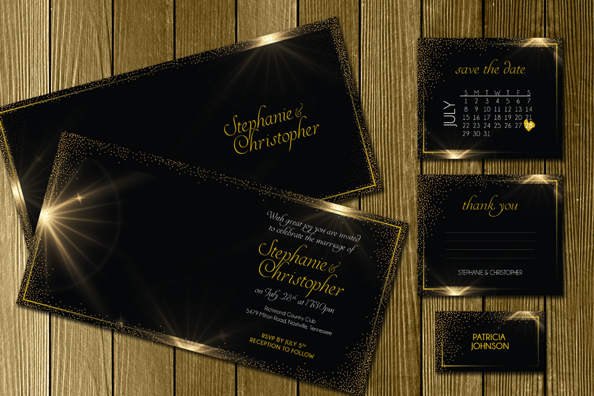 Black Gold Wedding Invitation Suite, an Invitation Template by Elegrad Design Agency (Photo 8 of 9)