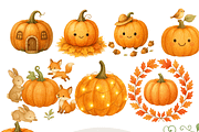 Autumn Pumpkin Clipart Set, a Decorative Illustration by Pati Charm Studio (Thumbnail 1 of 8)