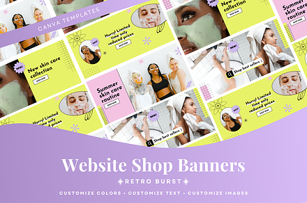 Bright Retro Shopify Website Banners, a Shopify Template by Template Twist Shop