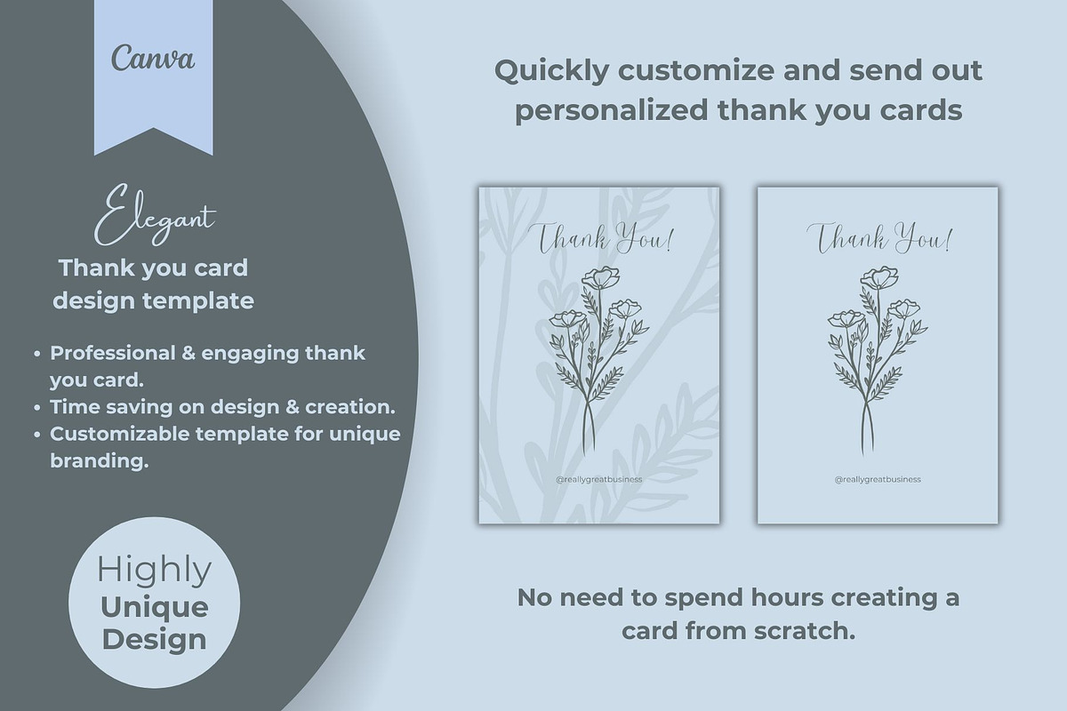 Simple thank you card template canva, a Card Template by DesignArts (Photo 1 of 4)