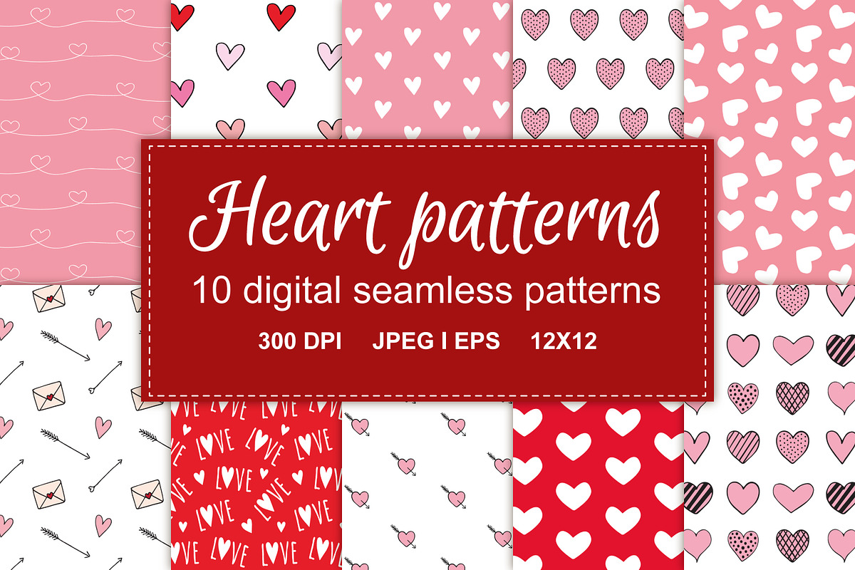 Valentine seamless patterns set, a Pattern Graphic by Swetsol (Photo 1 of 10)