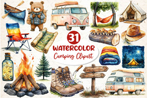 Camping Sublimation Clipart, an Illustration by Dream Creation