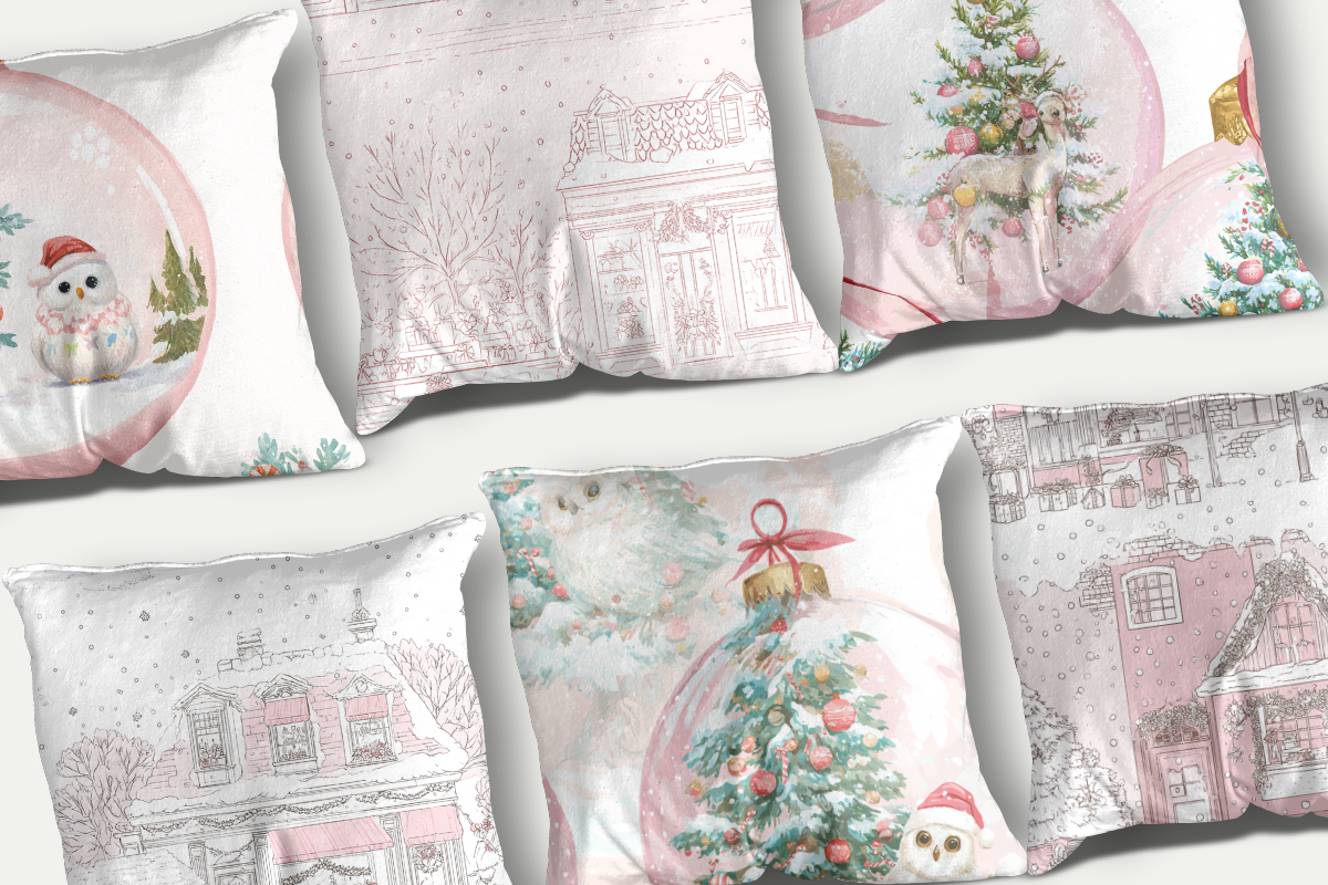 Pink Charming Christmas pattern, a Pattern Graphic by Sian Elizabeth Designs (Photo 3 of 7)