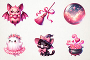 Charm Pink Halloween Clipart Bundle, an Illustration by RobertsArt (Thumbnail 7 of 7)