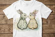 Watercolor Easter Bunny Couple Love, an Illustration by VetalStock (Thumbnail 2 of 3)