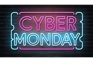 Neon sign displaying the text CYBER, an Illustration by tilialucida