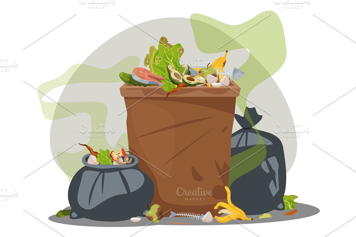 Full litter box with trash bags, an Object Illustration by Vectorbuum