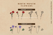 Birth Flowers Vector Clipart_B, a Decorative Illustration by OKArtHub (Thumbnail 3 of 9)