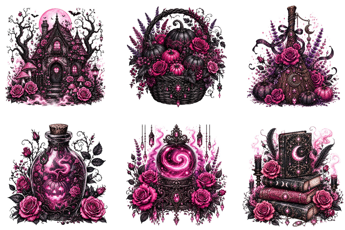 Pink Dark Halloween Cottagecore PNG, a Seasonal Illustration by Designworld (Photo 3 of 6)