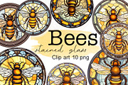 Honey Bees Png Stained Glass Clipart, an Animal Illustration by Tanya Kart (Thumbnail 1 of 7)