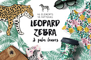 Leopard, zebra & palm leaves, an Animal Illustration by OJardin (Thumbnail 1 of 5)