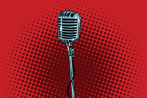 retro microphone and stand, an Object Illustration by studiostoks