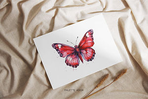 Watercolor Red Butterflies