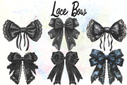 Coquette Black Lace Bows Clipart, an Object Graphic by Little Mango (Thumbnail 2 of 4)