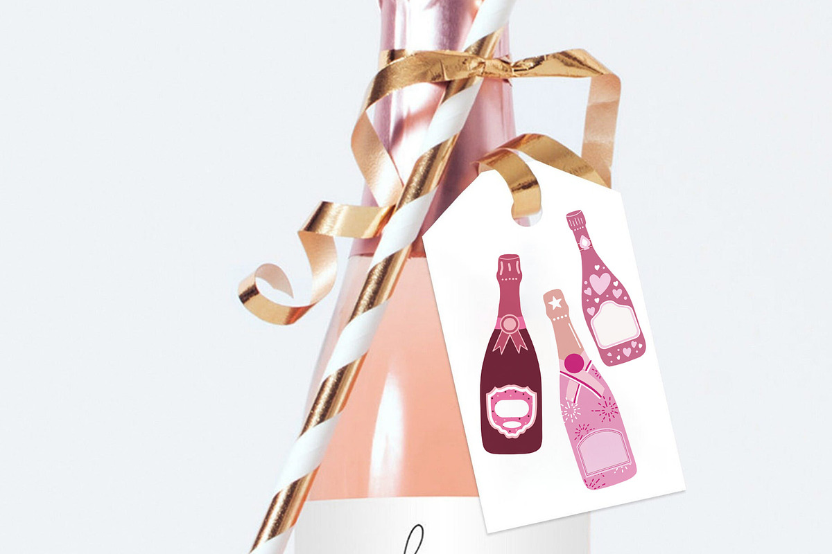 Pink Champagne Clipart, a Food Illustration by Teresa Art Store (Photo 7 of 9)